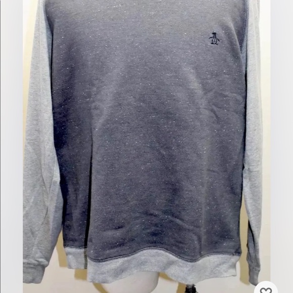 Penguin Munsingwear Gray Fleece Sweater Crew XXL Men Cotton White Thread Design - Picture 8 of 9